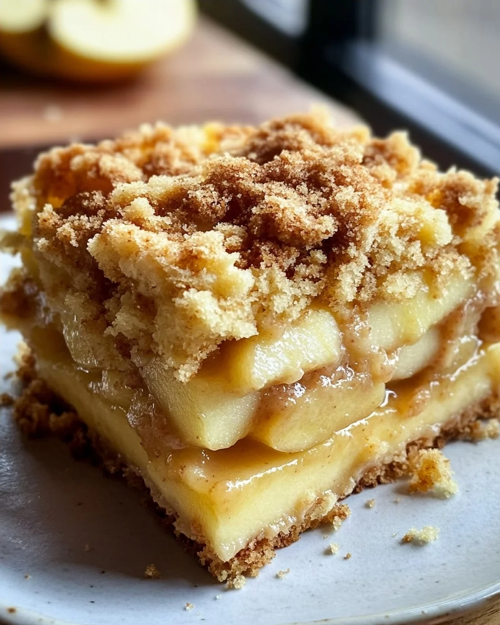 Apfelkuchen vom Blech - mit Pudding und knusprigen Streuseln