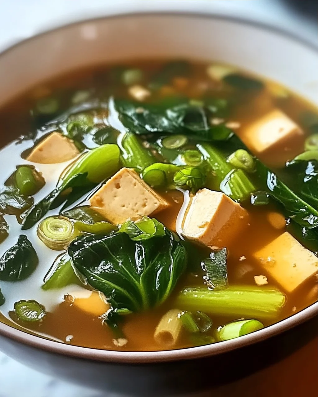 Bok Choy Suppe mit Knoblauch und Ingwer genießen