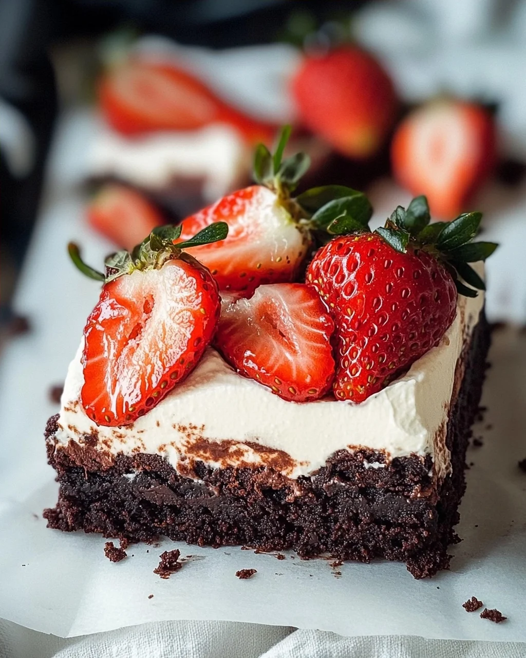 Brownie mit Mascarpone und Erdbeeren