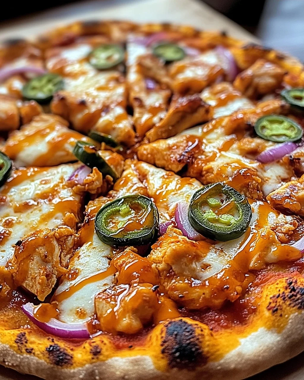 Buffalo-Hühnchen-Pizza mit süßem Honig-Touch