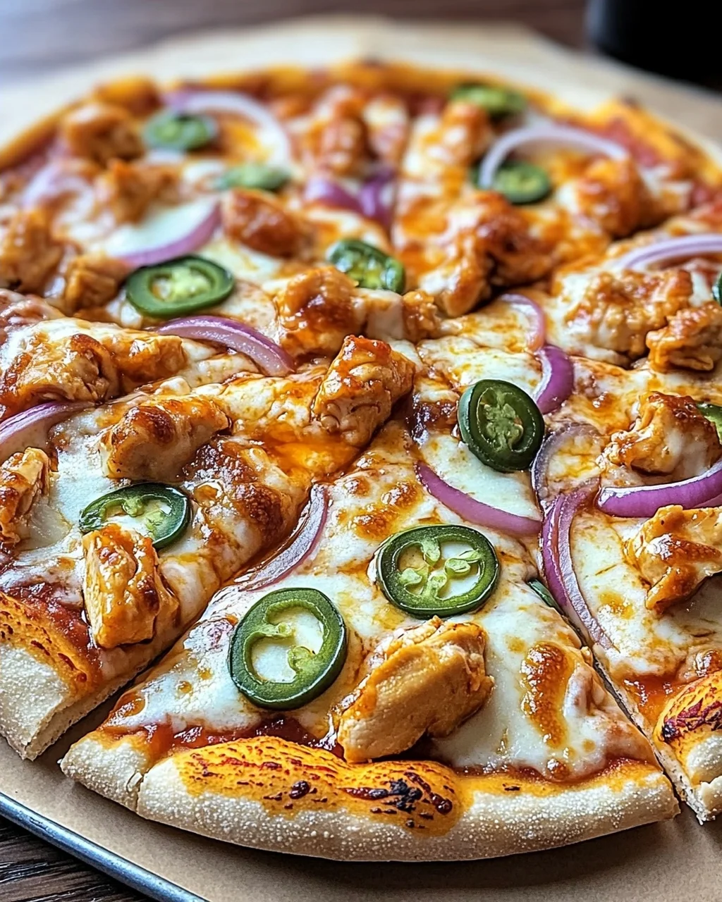 Buffalo-Hühnchen-Pizza mit süßem Honig-Touch