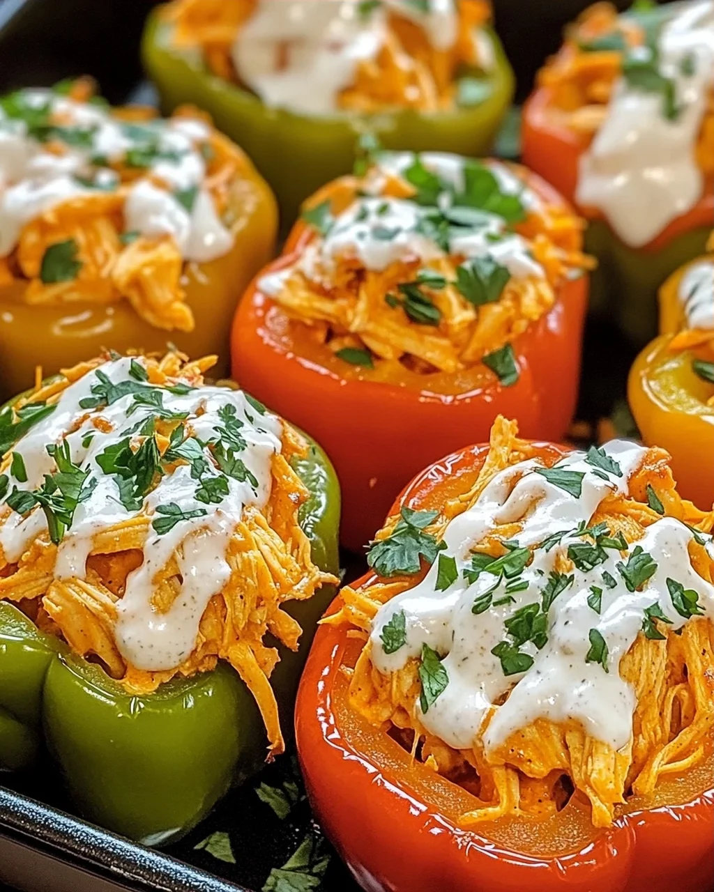 Buffalo-Hühnchen gefüllte Paprika leicht gemacht