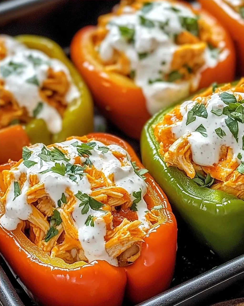 Buffalo-Hühnchen gefüllte Paprika leicht gemacht