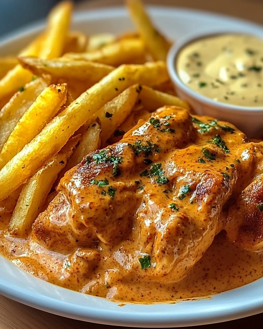 Butter Chicken mit Knoblauchsauce und Pommes – Lecker genießen!