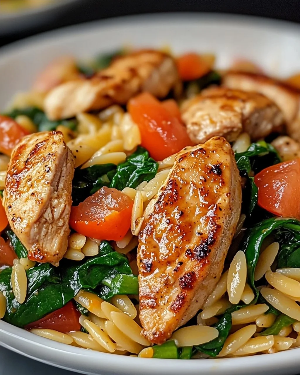 Cajun-Hühnchen Orzo mit Spinat für Eilige Köche