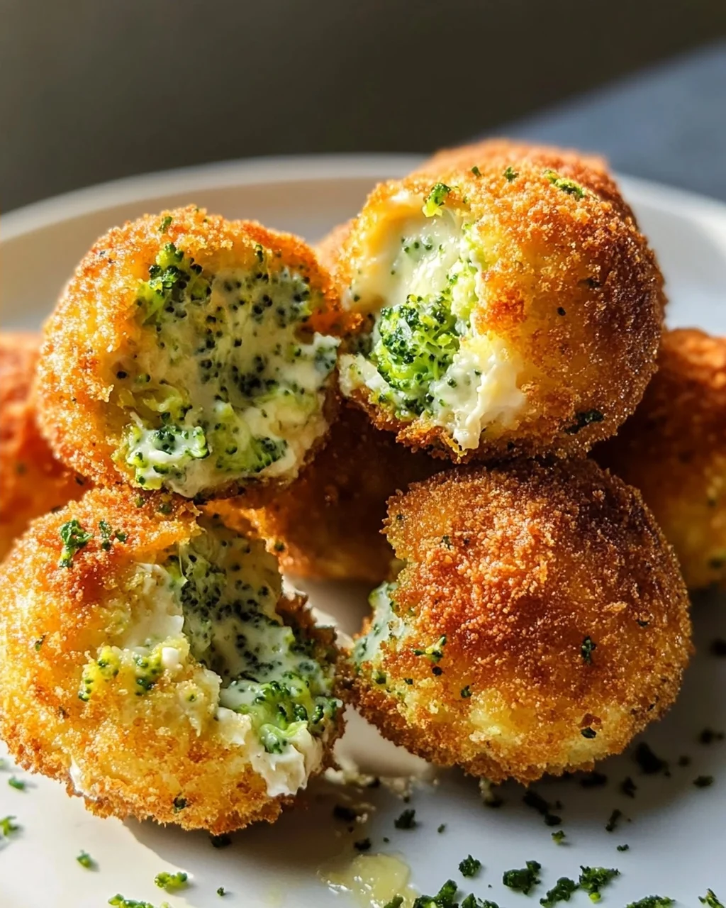 Cremige Brokkoli Käse Bällchen mit zarter Frischkäsefüllung
