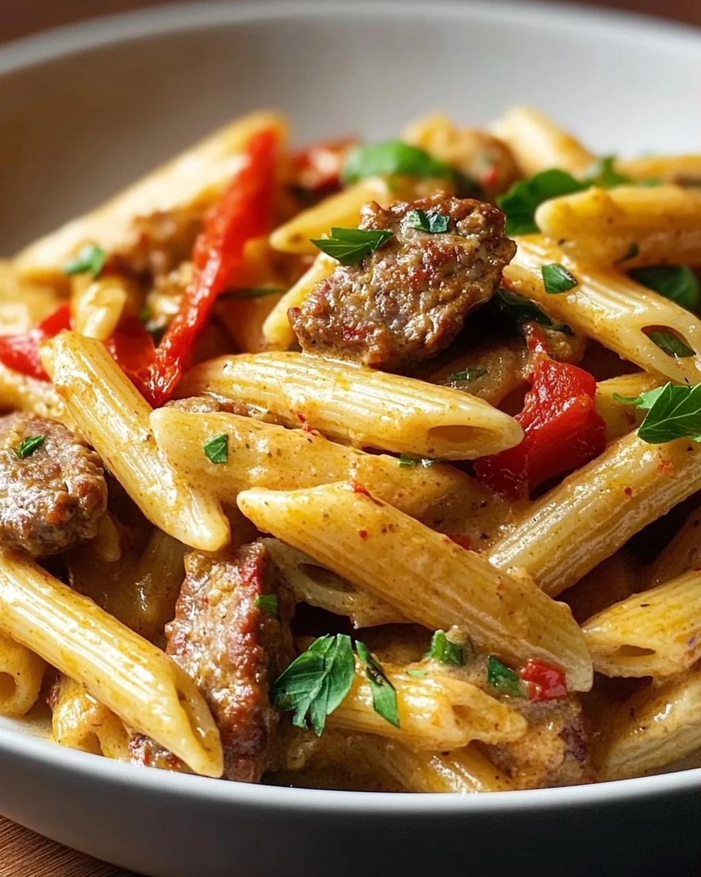 Cremige Cajun Rinderwurst Pasta mit Penne – Extra Aromatisch