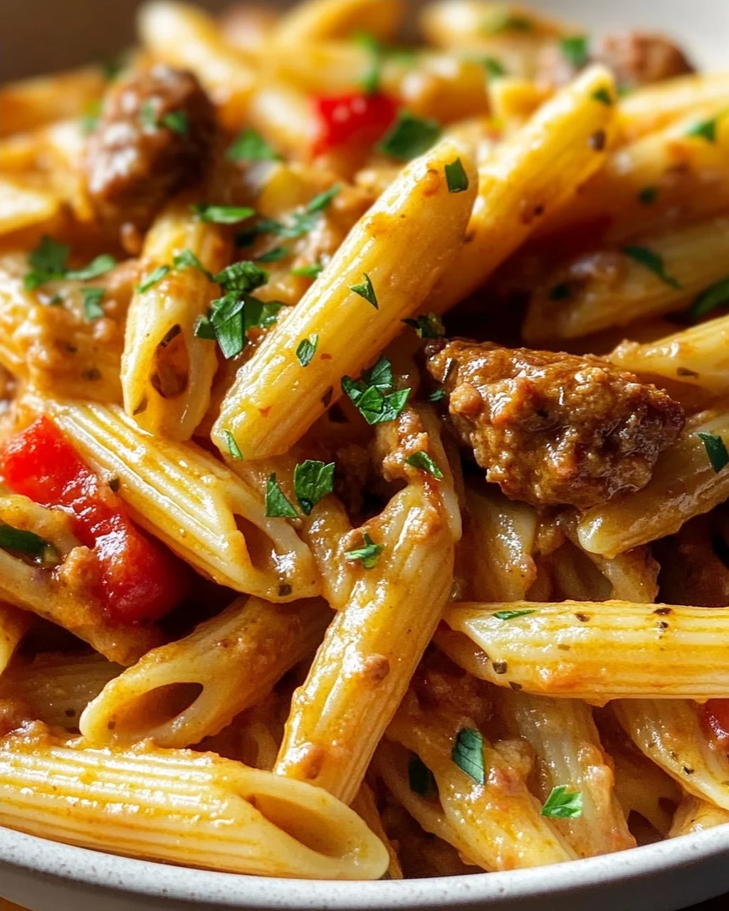 Cremige Cajun Rinderwurst Pasta mit Penne – Extra Aromatisch