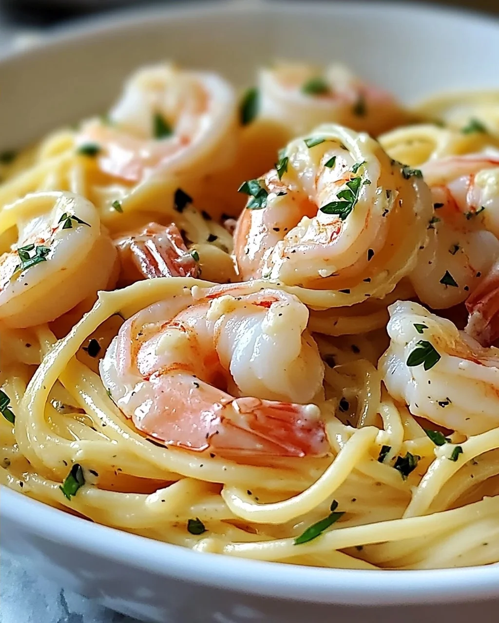 Cremige One-Pot Knoblauchbutter Garnelen Pasta blitzschnell