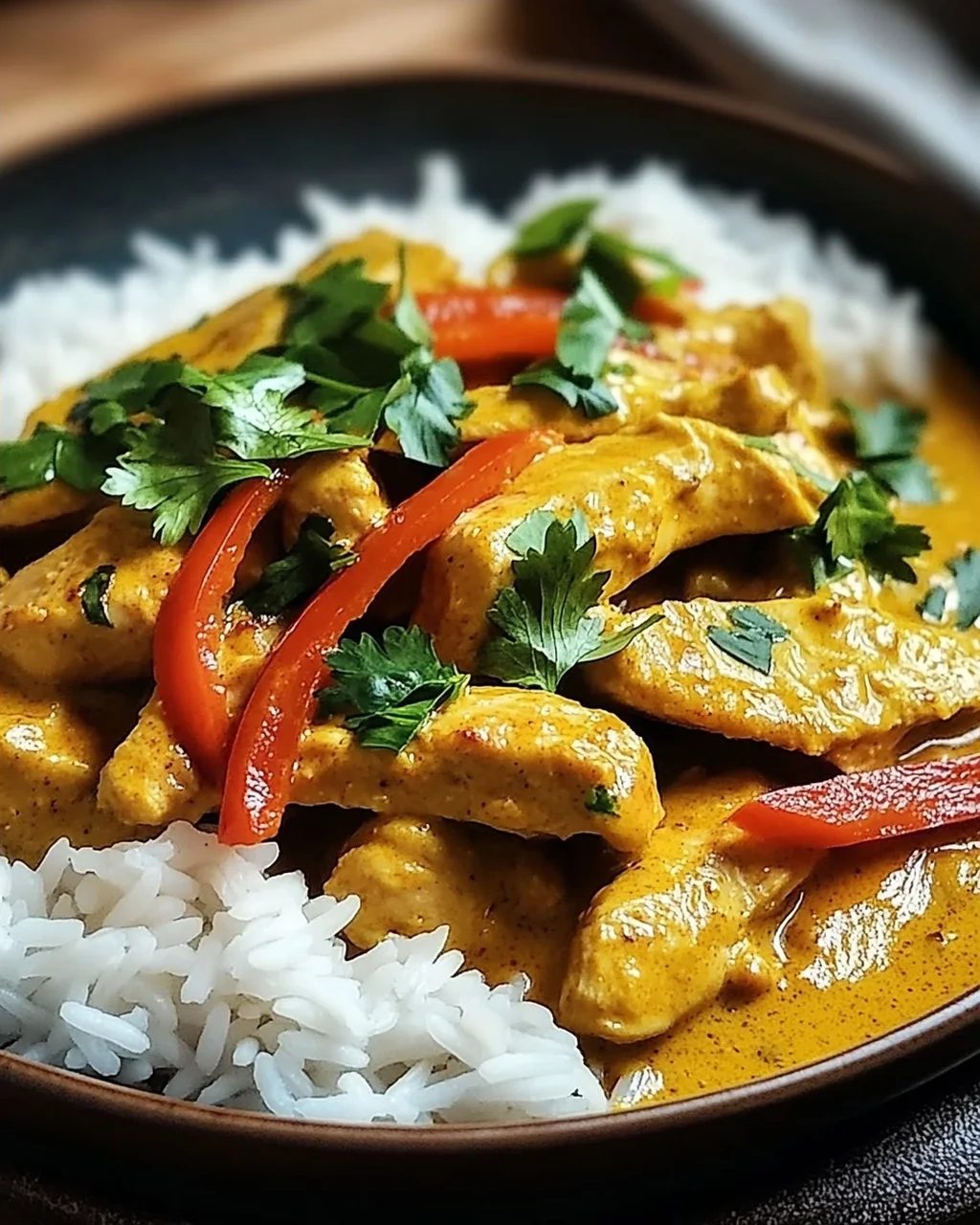 Curry-Geschnetzeltes mit Reis