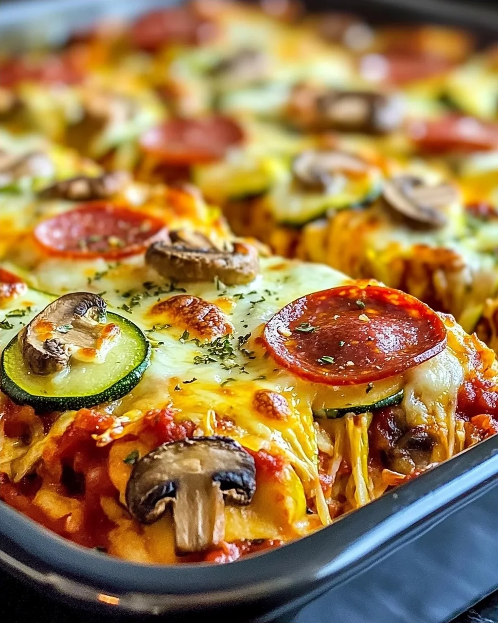 Einfaches Zucchini-Pizza-Auflauf-Abendessen ganz leicht