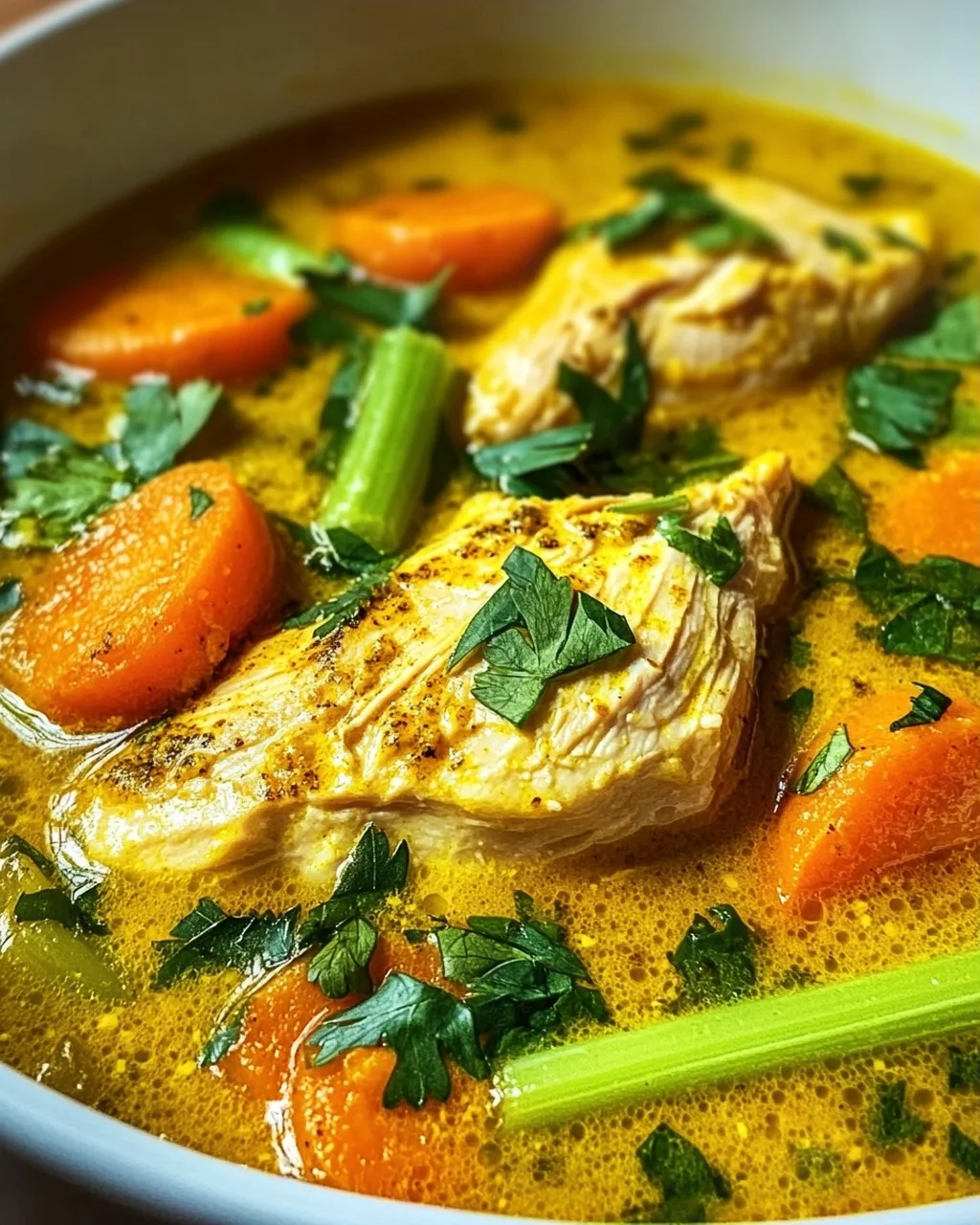 Entzündungshemmende Kurkuma Hühnersuppe für Wohlbefinden