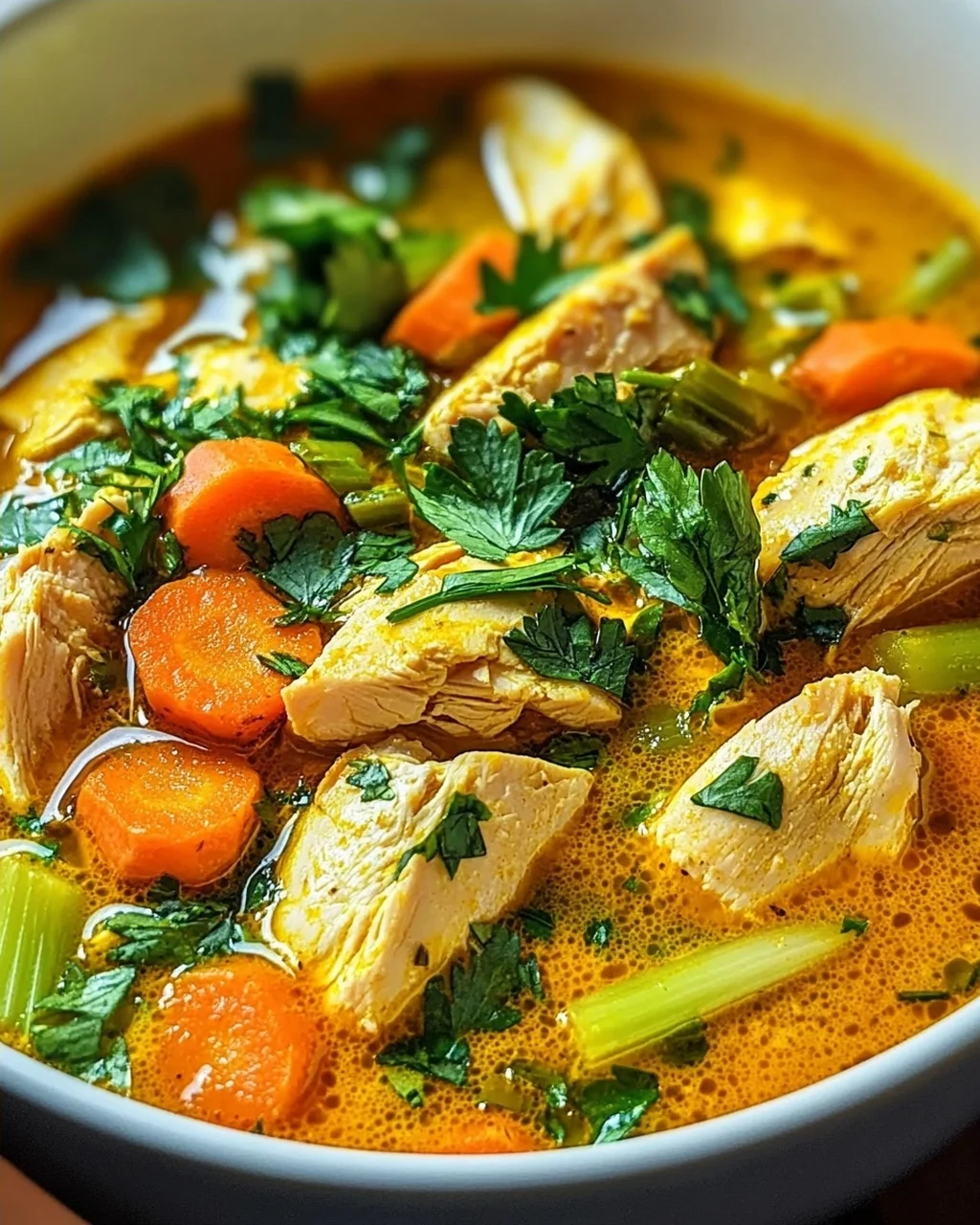 Entzündungshemmende Kurkuma Hühnersuppe für Wohlbefinden
