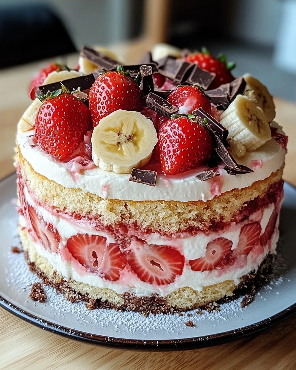 Erdbeer-Stracciatella-Bananen-Torte