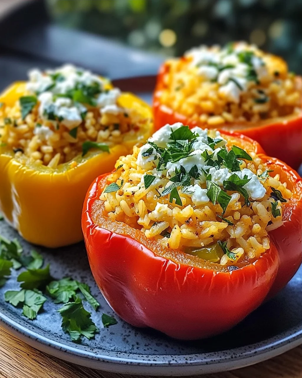 Gefüllte Paprika mit Reis und Feta
