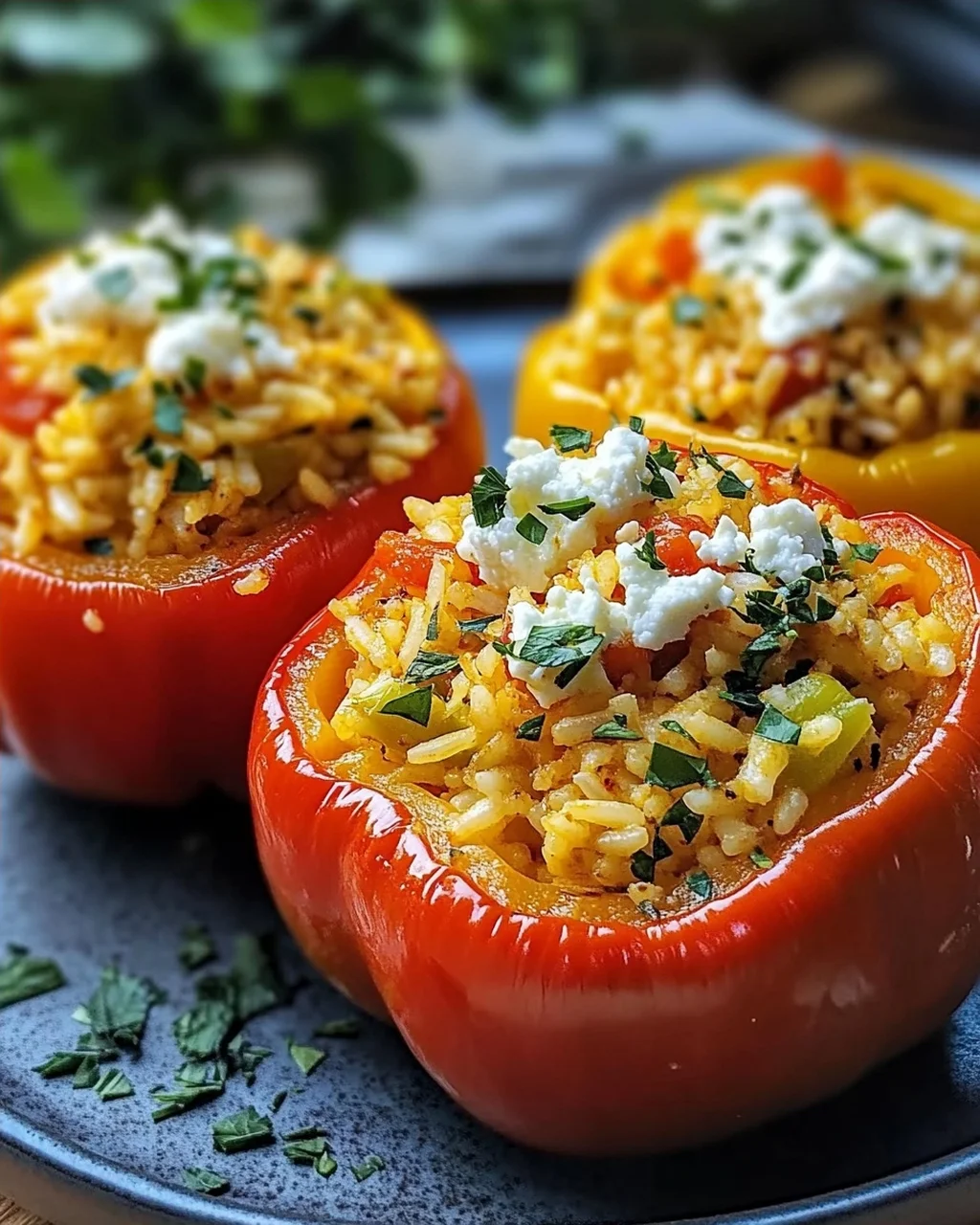 Gefüllte Paprika mit Reis und Feta