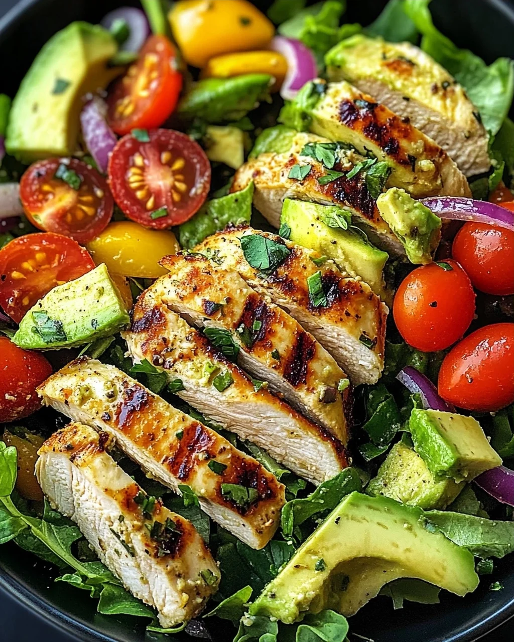 Gesunder Avocado Hähnchen Salat