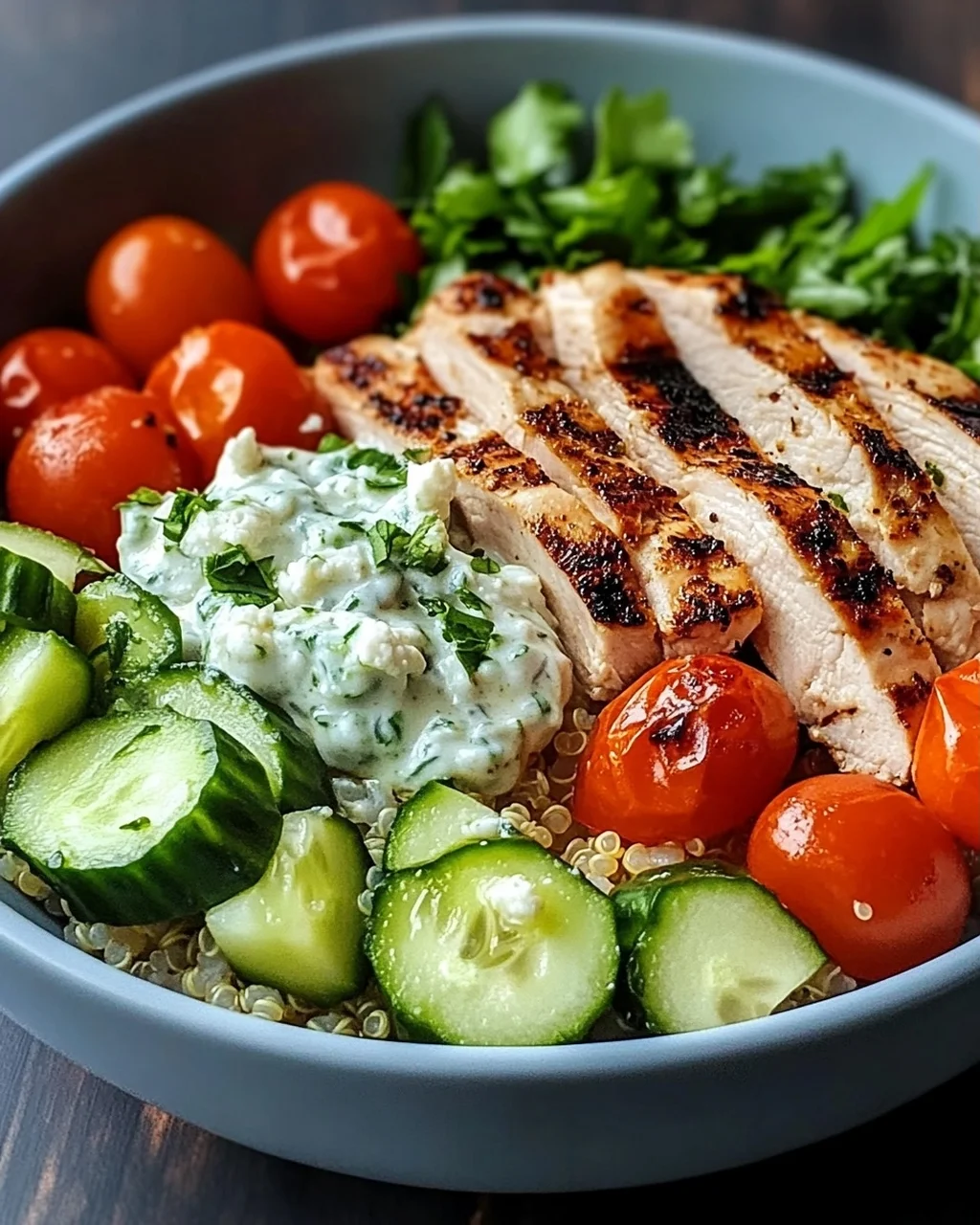 Griechische Hähnchen-Tzatziki-Bowl