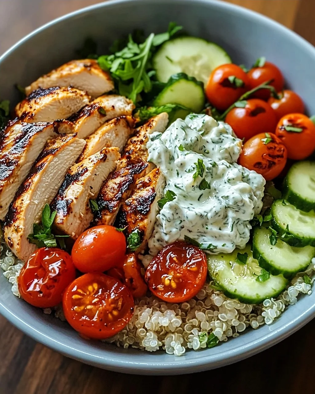 Griechische Hähnchen-Tzatziki-Bowl