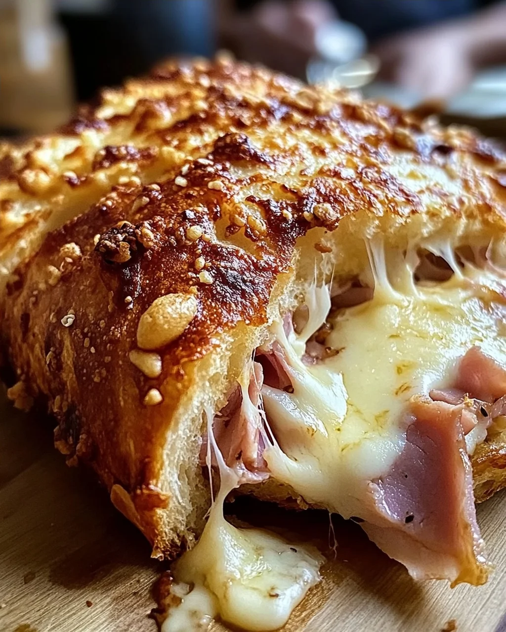 Handbrot mit Schinken und Käse