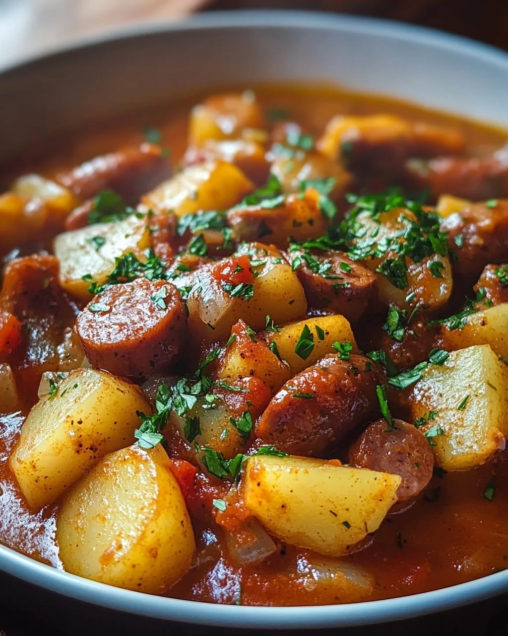 Herzhaftes Kartoffelgulasch mit Würstchen: Schnell & Lecker!