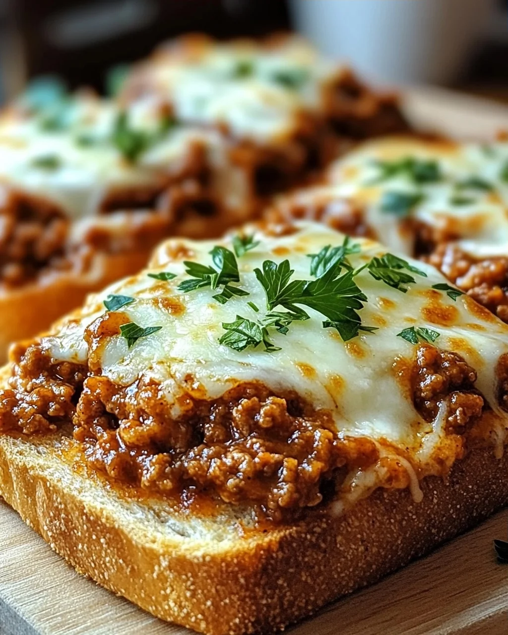 Homemade Cheesy Garlic Bread Sloppy Joe Melts