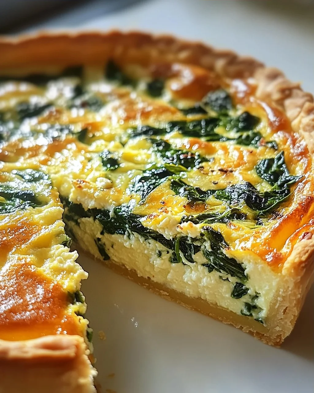 Hüttenkäse und Spinat Krustenlose Quiche