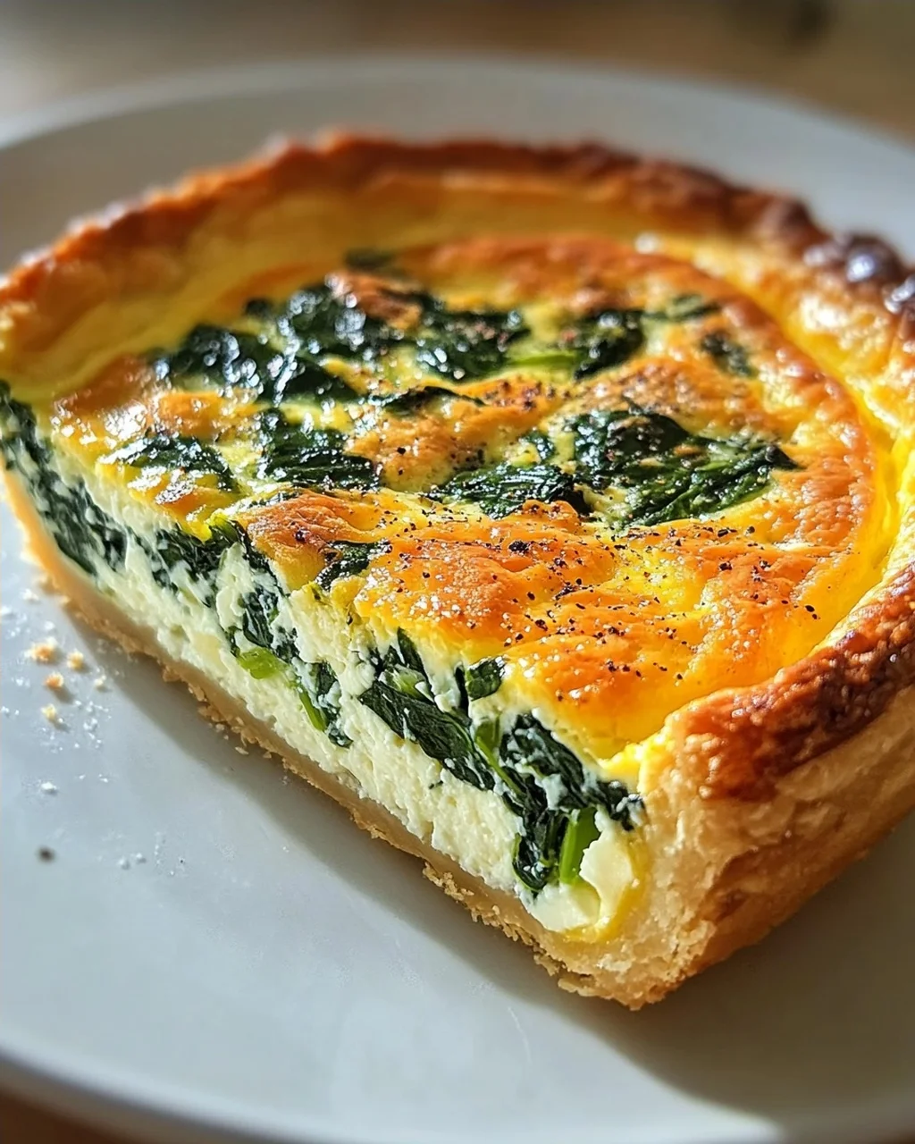 Hüttenkäse und Spinat Krustenlose Quiche