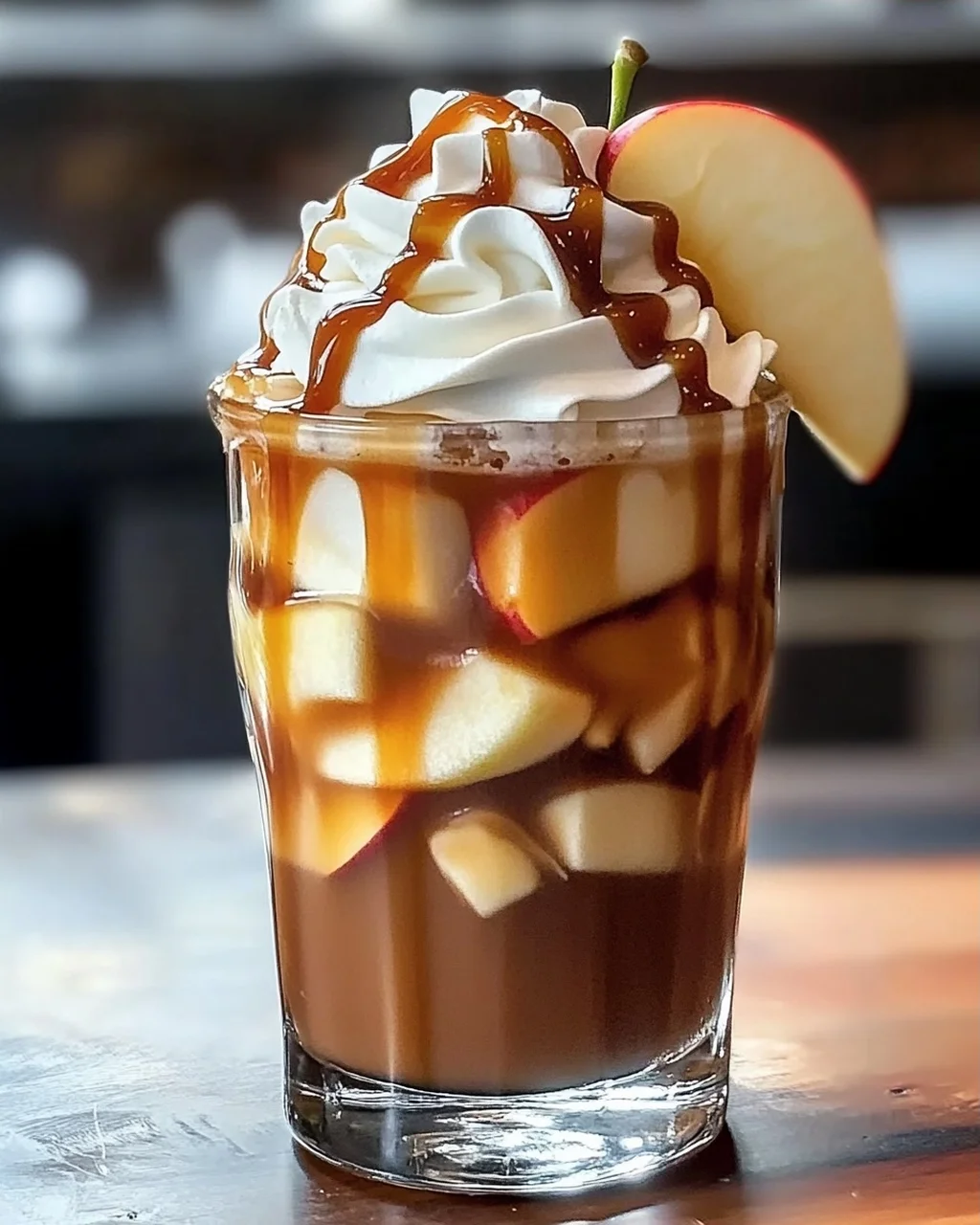 Karamell-Apfel-Gewürz-Eiskaffee für den Herbstgenuss