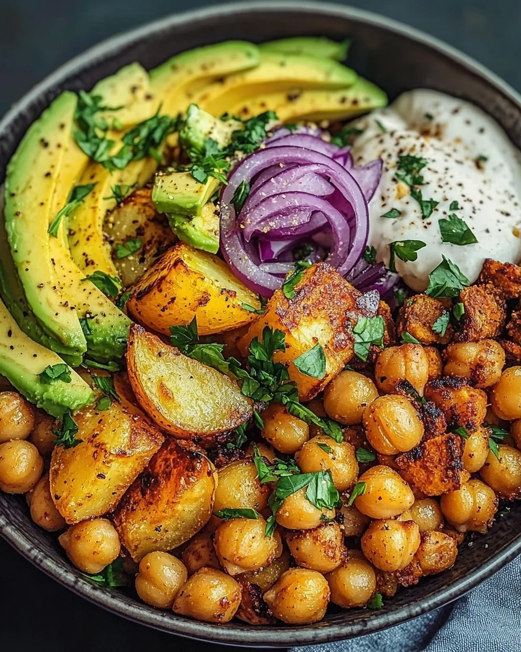 Kartoffel-Kichererbsen-Bowl