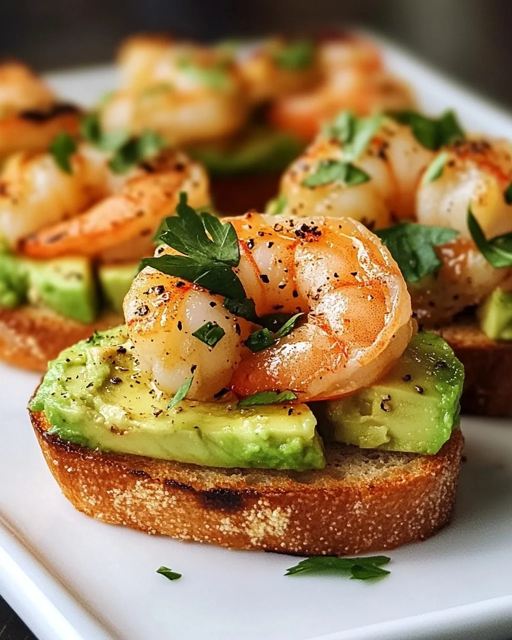 Knoblauch-Garnelen-Crostini mit Avocado