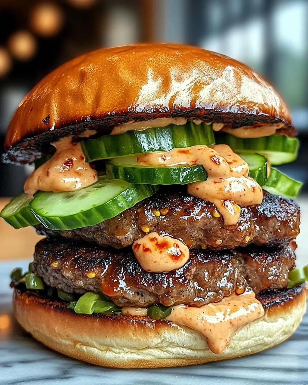 Koreanisches BBQ Bulgogi Rindfleisch Burger mit Mayo