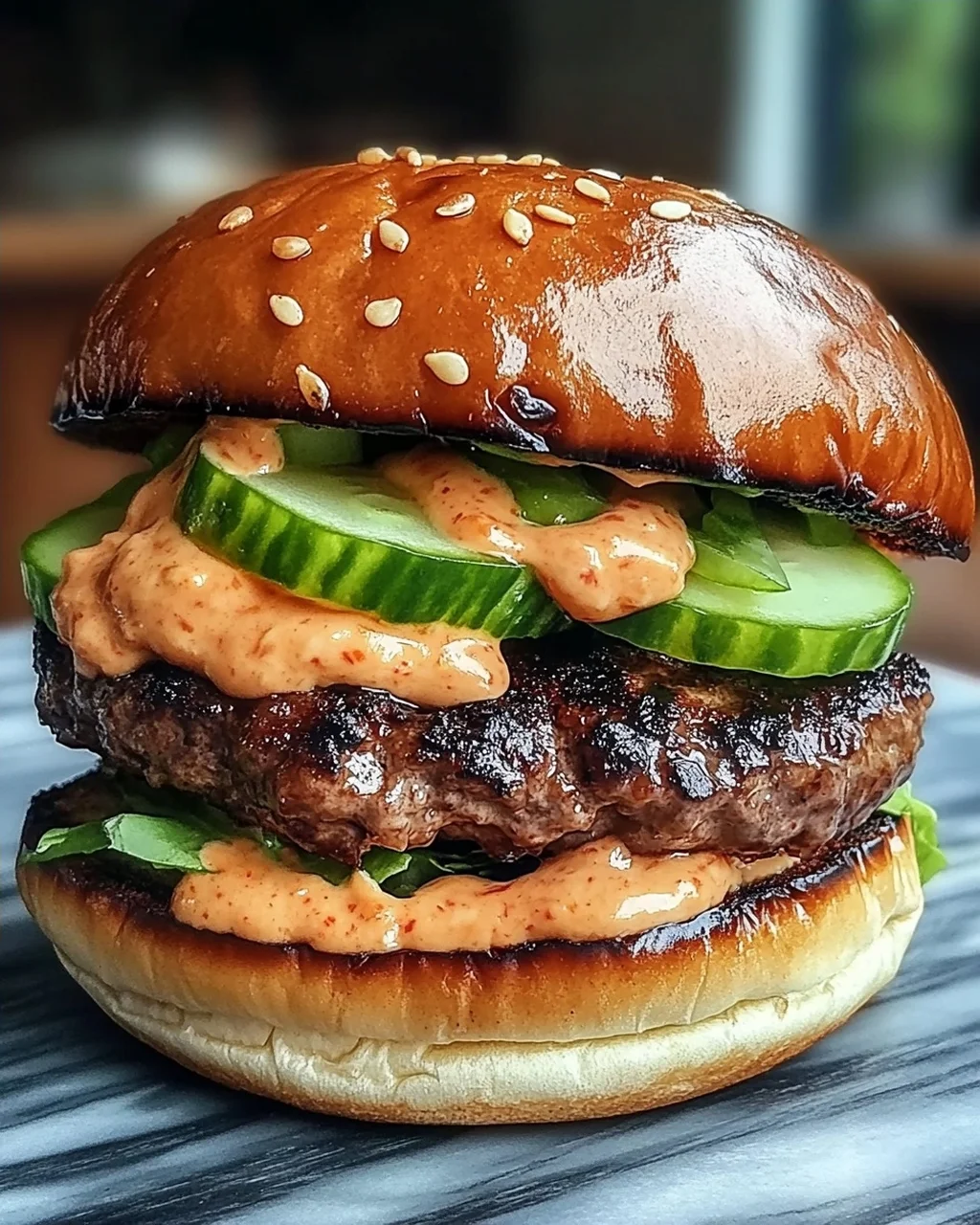 Koreanisches BBQ Bulgogi Rindfleisch Burger mit Mayo