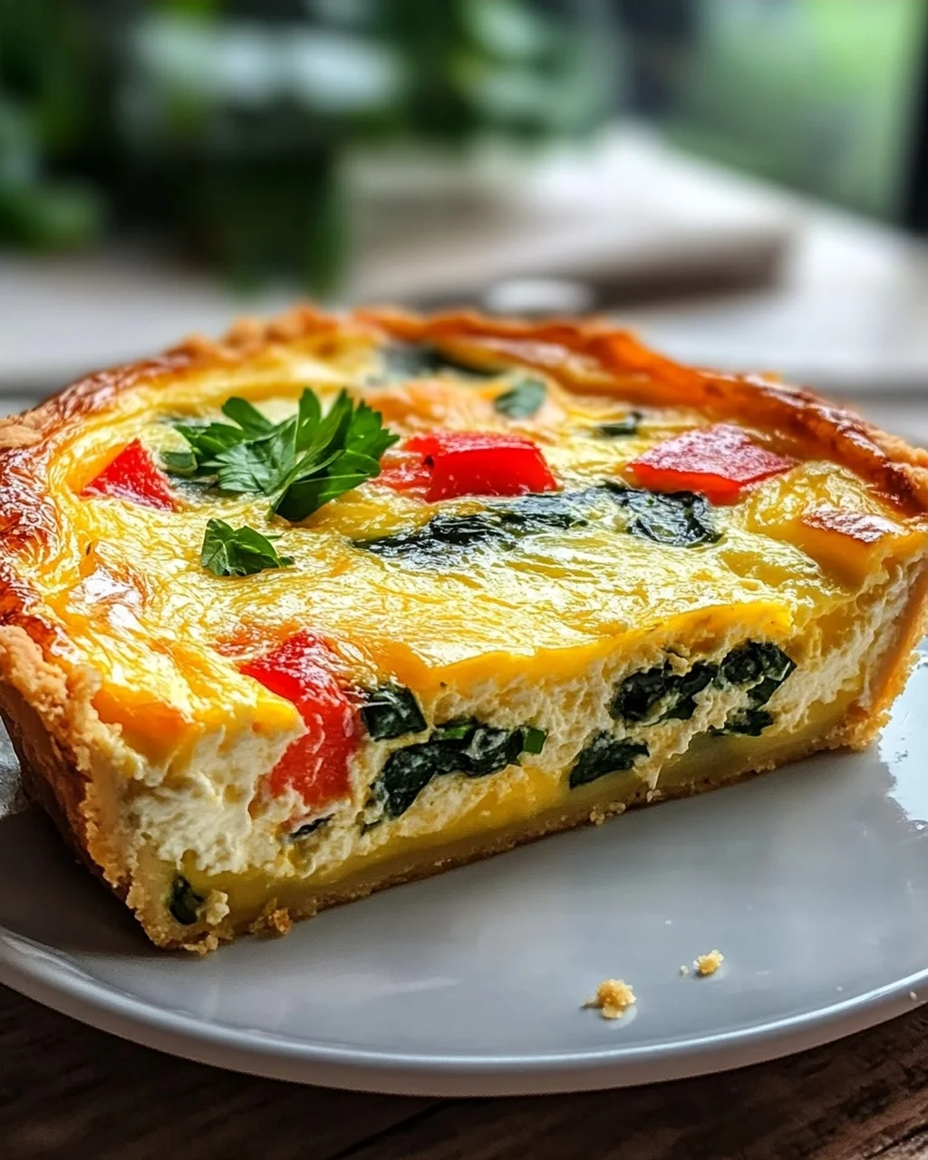 Leckere, proteinreiche Quiche ohne Boden mit Hüttenkäse