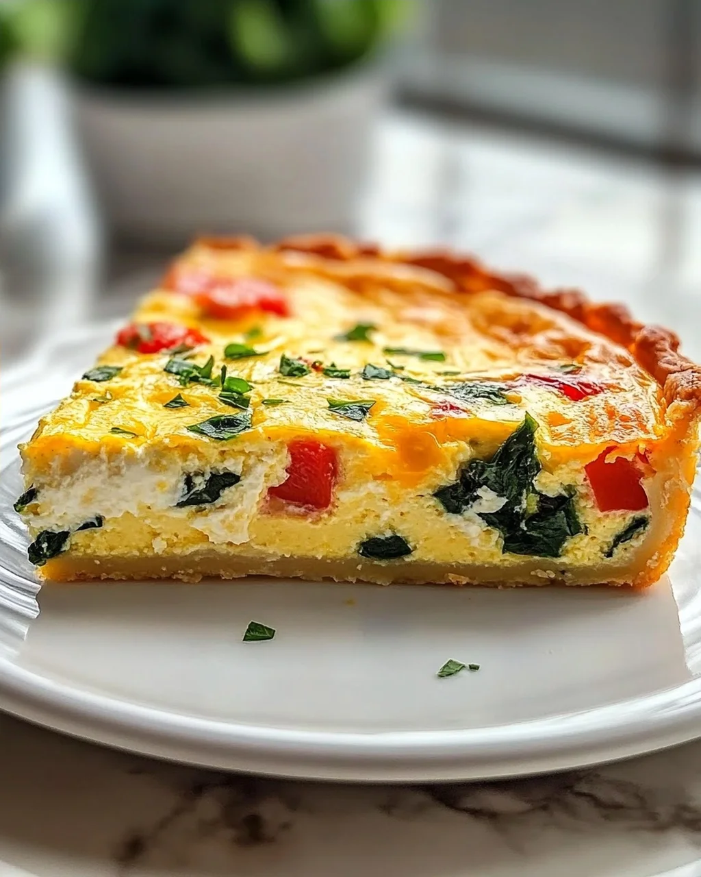 Leckere, proteinreiche Quiche ohne Boden mit Hüttenkäse
