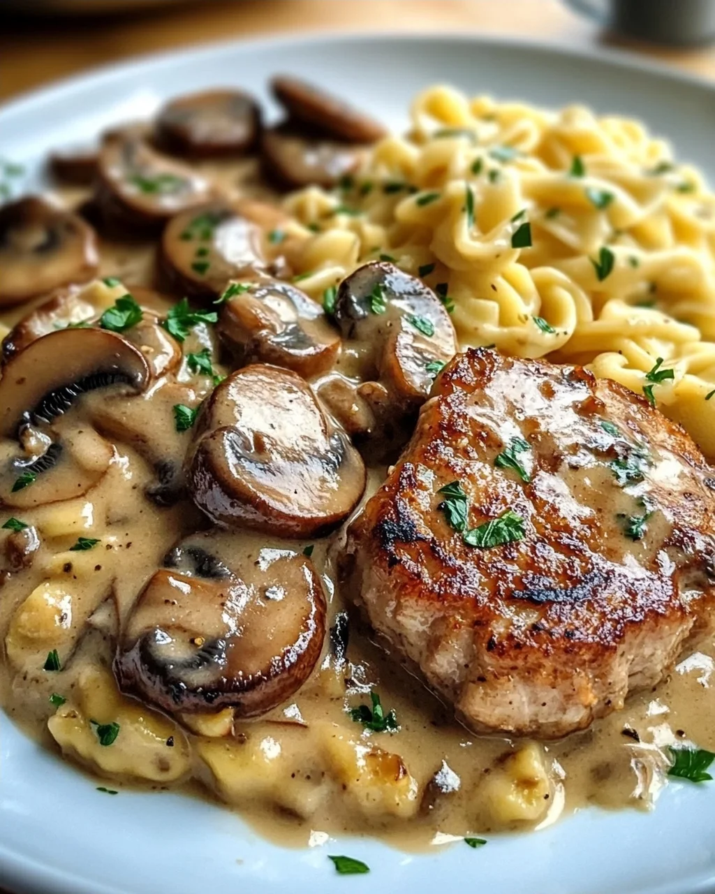 Medaillons in Champignon Rahmsoße mit Spätzle