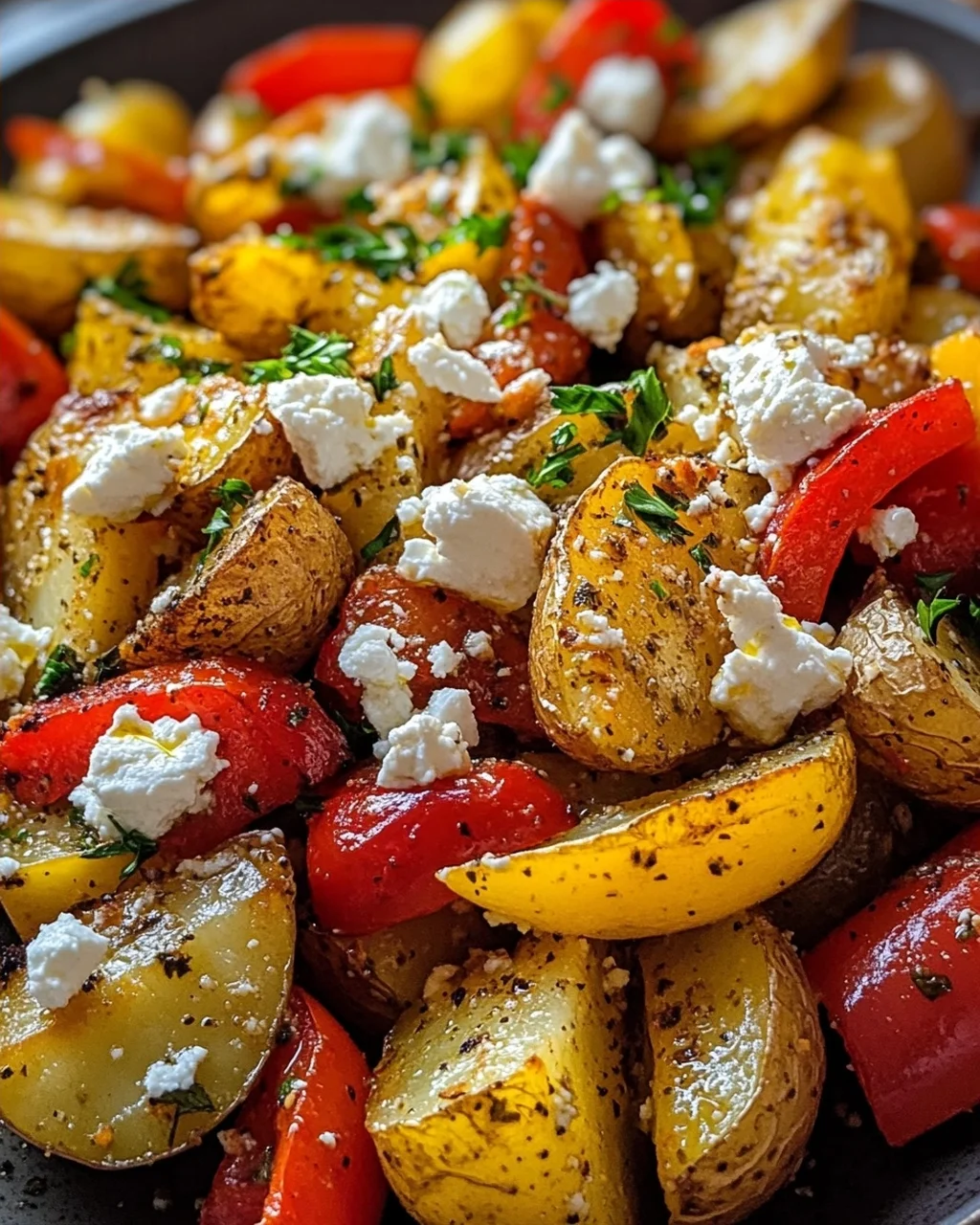 Ofenkartoffeln mit Feta und Paprika - bunte Gemüse-Variante