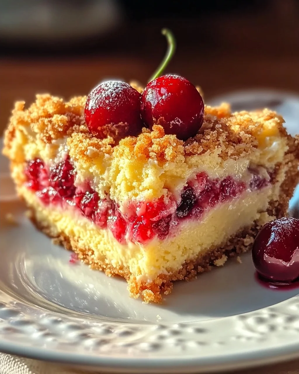 Perfekter Kirsch-Extractkuchen: Streusel & Vanillepudding