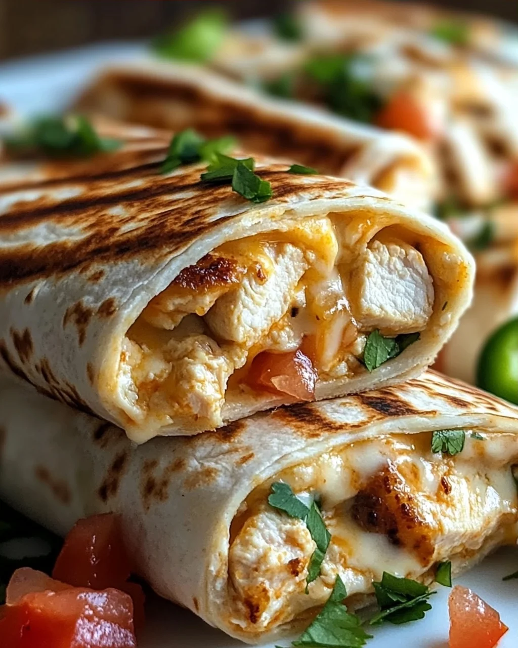 Schnelle Käse-Knoblauch Hähnchen Wraps