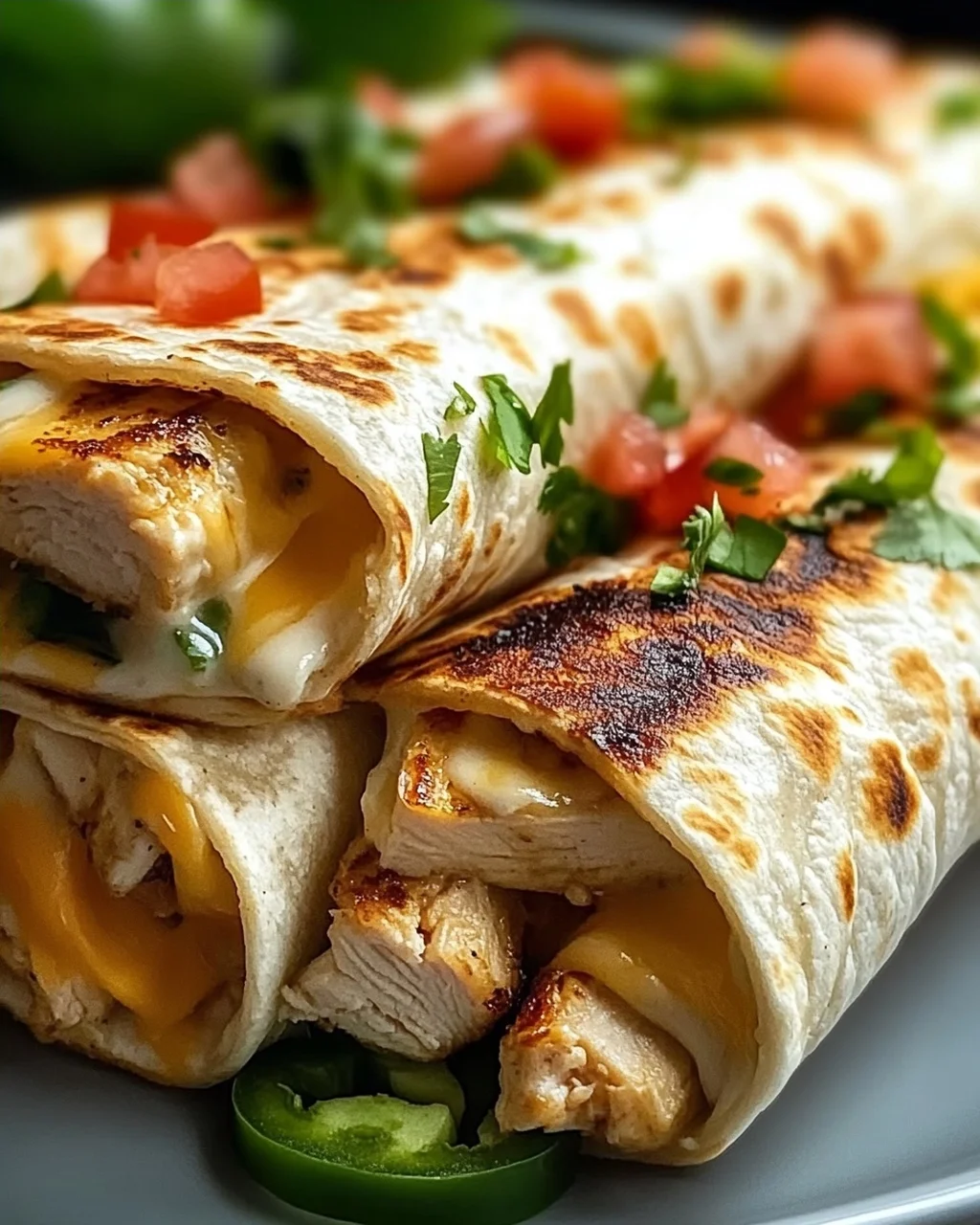 Schnelle Käse-Knoblauch Hähnchen Wraps