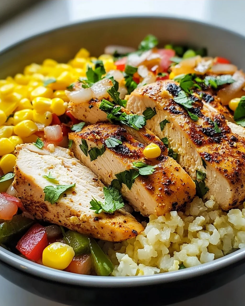 Schnelle Low Carb Chicken Blumenkohlreis Bowl – Gesund genießen!