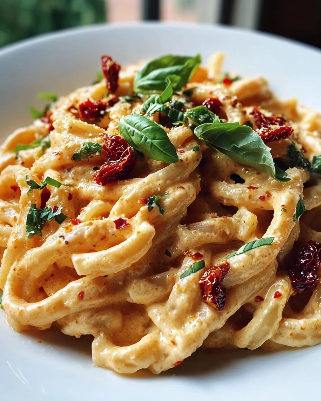 Sonnige Vegane Pasta: Cremig mit Getrockneten Tomaten