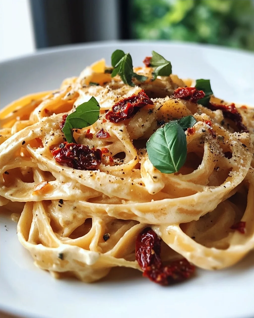 Sonnige Vegane Pasta: Cremig mit Getrockneten Tomaten