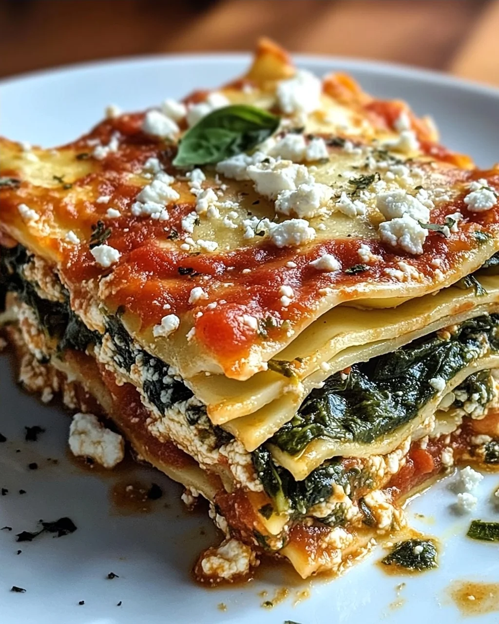 Spinatlasagne mit Feta und Tomaten