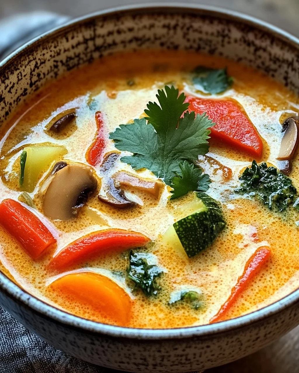 Thai-Kokos-Suppe mit Gemüse