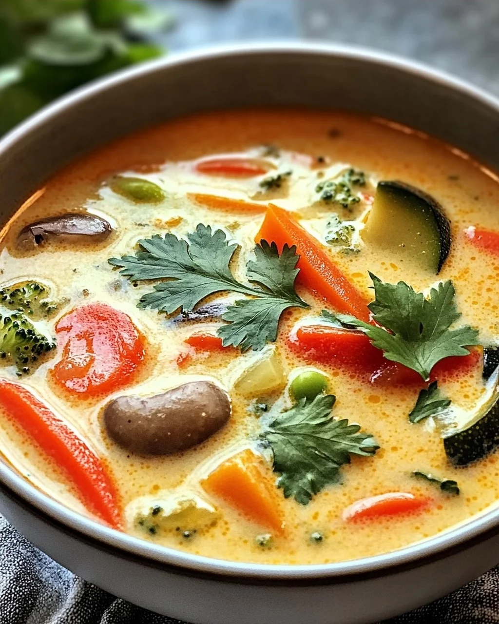 Thai-Kokos-Suppe mit Gemüse