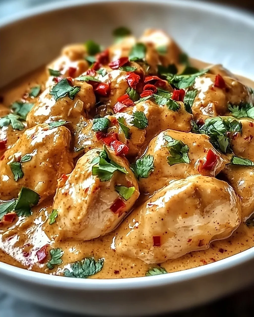 Thailändisches Erdnuss-Hühnchen im Slow Cooker