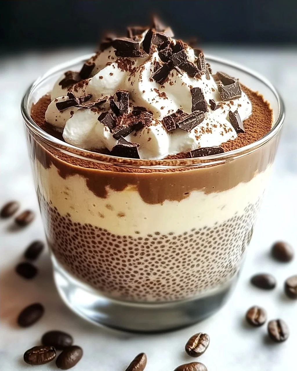 Tiramisu Chia Pudding für ein gesundes Dessert