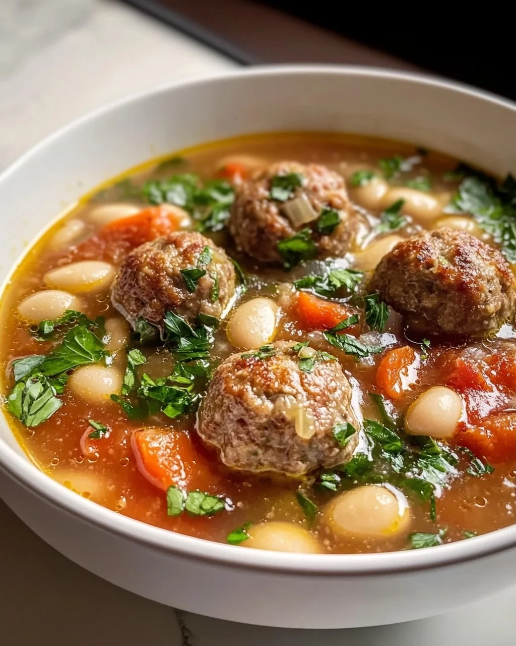 Toskanische Fleischbällchensuppe: Bohnen & Alkoholfreies Ale