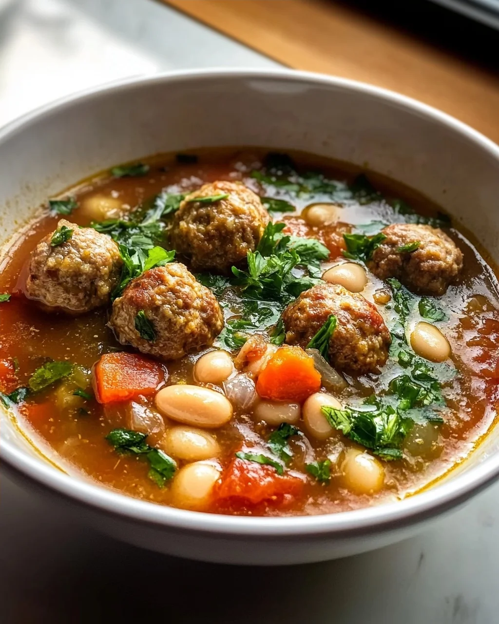 Toskanische Fleischbällchensuppe: Bohnen & Alkoholfreies Ale